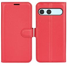 Sony Xperia 10 VII Fodral Litchi L&auml;der R&ouml;d