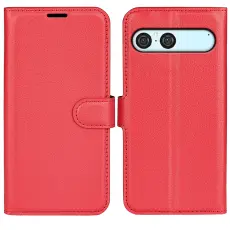 Sony Xperia 10 VII Fodral Litchi L&auml;der R&ouml;d