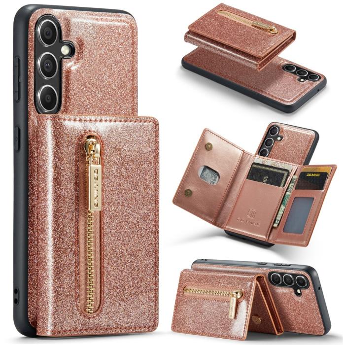 Bild 1, DG.MING Galaxy S23 FE Skal Magnetisk Plånbok Glitter Roséguld