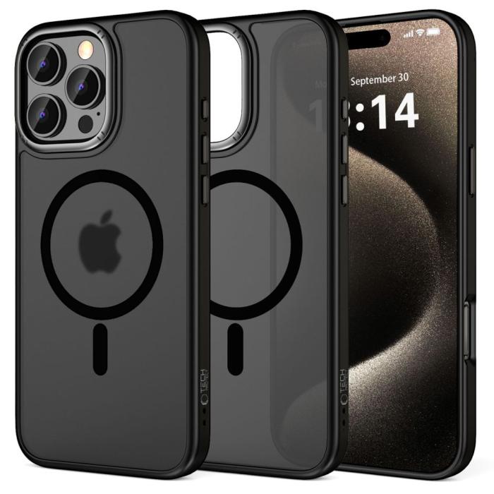 Bild 1, Tech-Protect iPhone 16 Pro Max Skal MagSafe MagEdge Matt Svart/Gunmetal