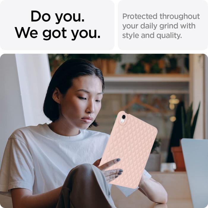 Bild 3, iPad Air 2025-2020 Skal Diamond Textur TPU Rosa