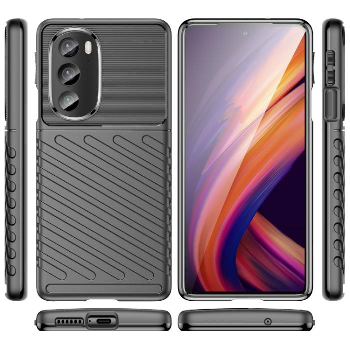 Bild 2, Motorola Edge 30 Pro Skal Twill Textur Svart