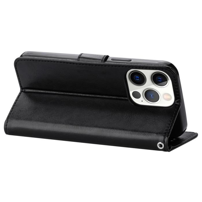 Bild 5, iPhone 13 Pro Max Fodral Crazy Horse Läder Svart