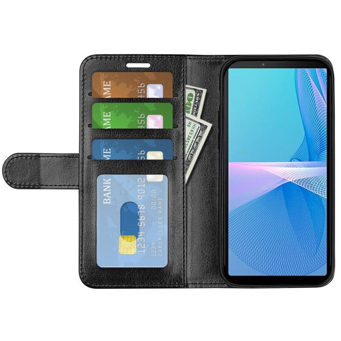 Bild 2, Sony Xperia 10 IV Fodral Crazy Horse Läder Svart