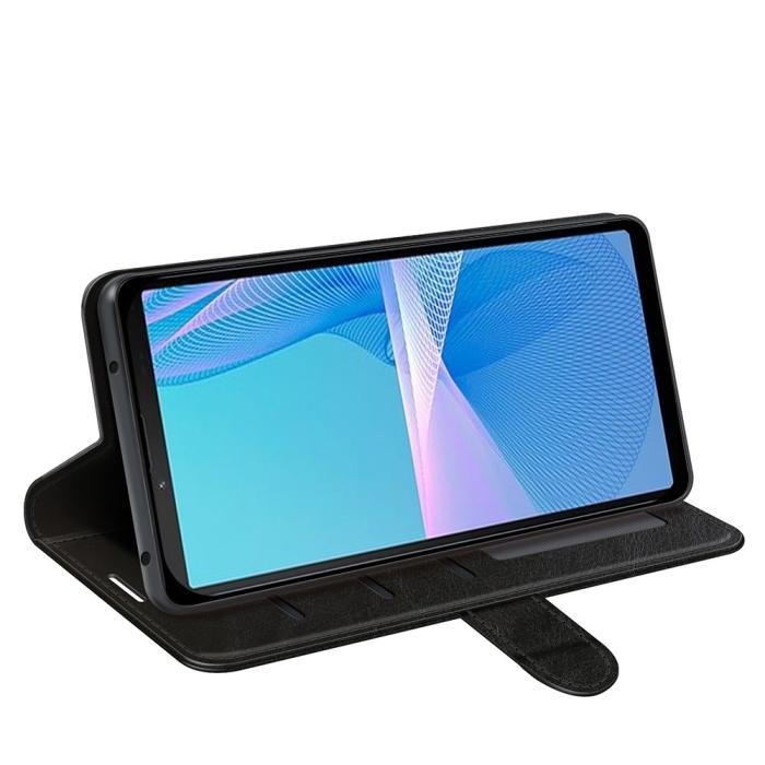 Bild 3, Sony Xperia 10 IV Fodral Crazy Horse Läder Svart