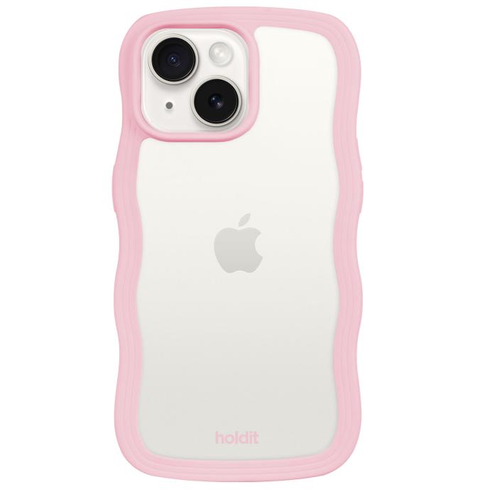 Bild 1, holdit iPhone 15/14/13 Skal Wavy Pink Transparent