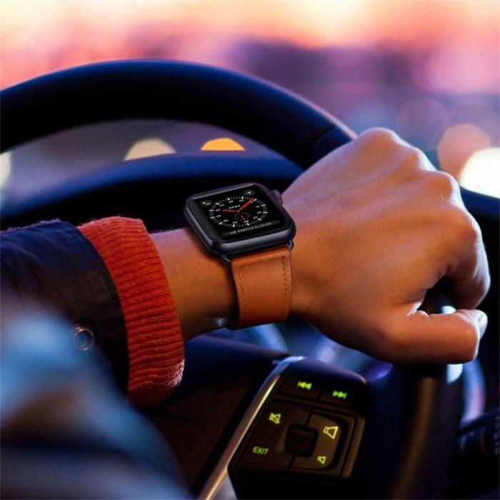 Bild 3, Tech-Protect Äkta Läder Armband Apple Watch 42/44/45/49 mm Brun