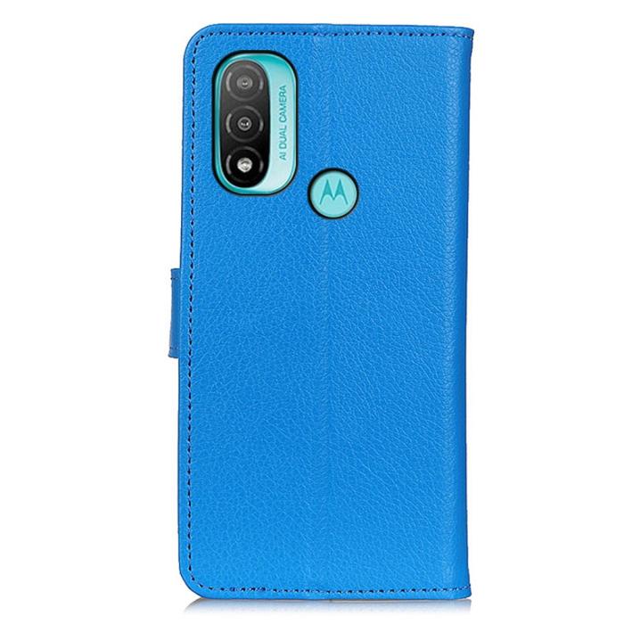Bild 3, Motorola Moto E20 / E40 Fodral Litchi Textur Blå