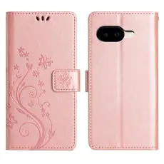 Google Pixel 10a Fodral Med Blommigt Tryck Ros&eacute;guld