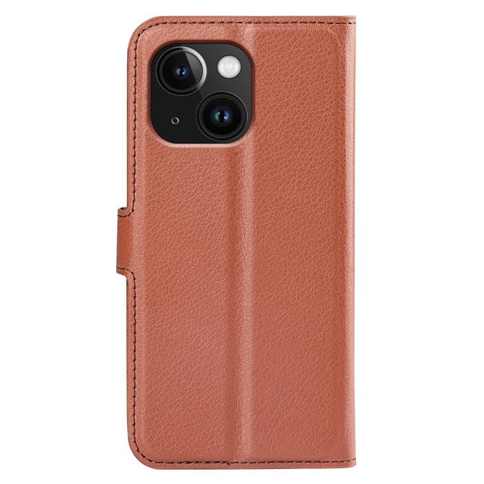 Bild 6, iPhone 15 Plus Fodral Litchi Textur Brun