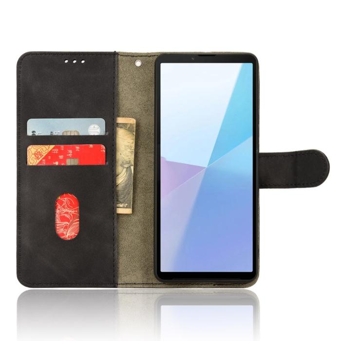 Bild 2, Sony Xperia 10 VI Fodral Skin Touch Läder Fodral Svart