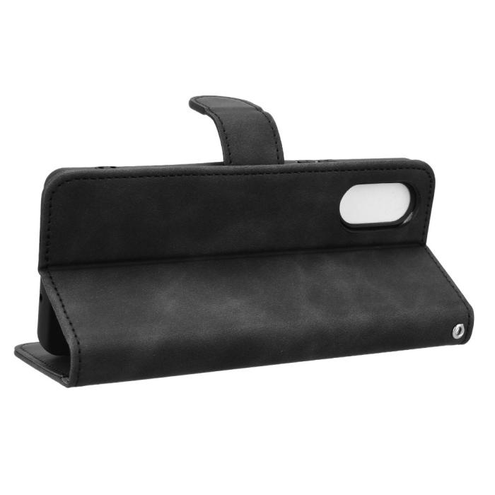 Bild 3, Sony Xperia 10 VI Fodral Skin Touch Läder Fodral Svart
