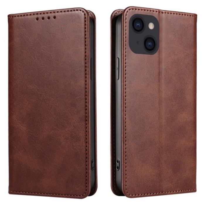 Bild 1, iPhone 15 Plus Fodral Flip Läder Brun