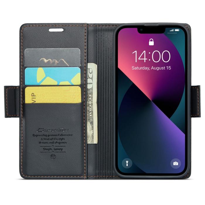 Bild 2, CASEME iPhone 15 Plus Fodral Läder RFID Svart