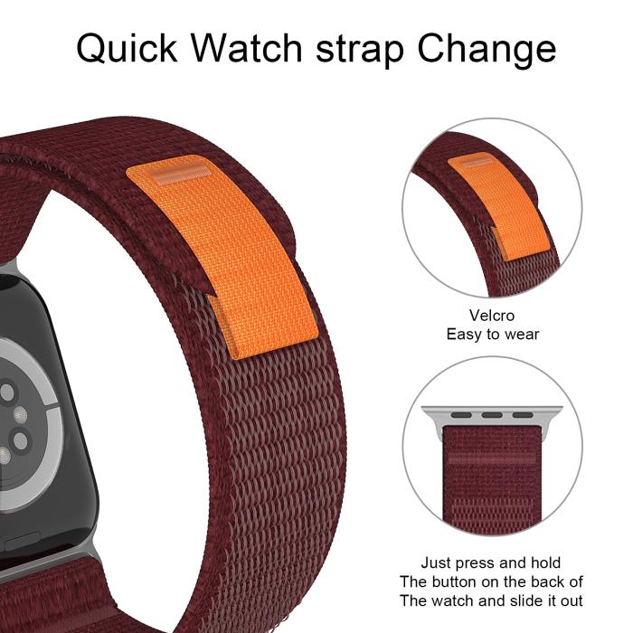 Bild 5, Apple Watch 38/40/41 mm Armband Nylon Trail Loop Vinröd