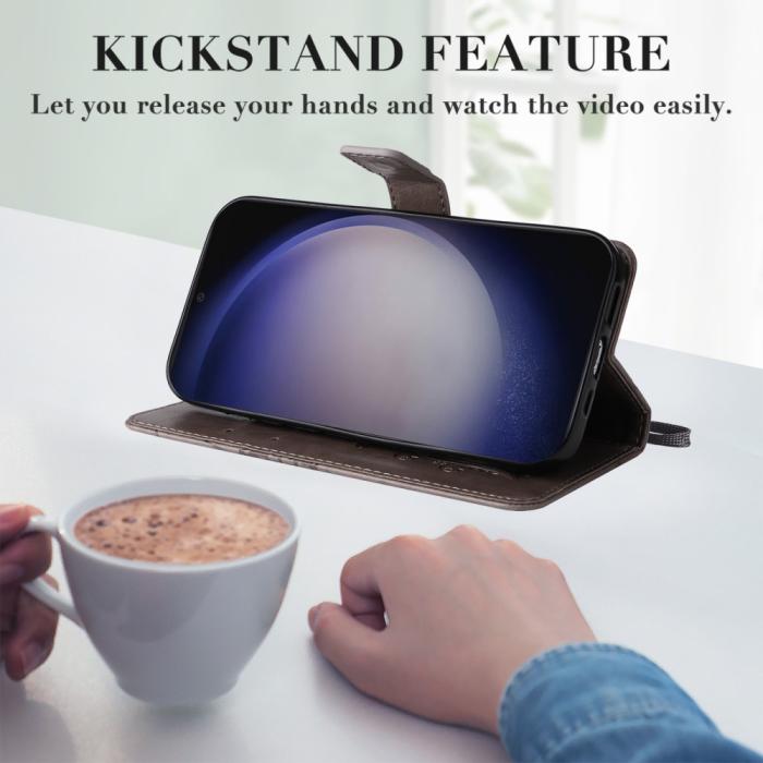 Bild 6, Samsung Galaxy S24 Fodral Fjäril Tryck Grå