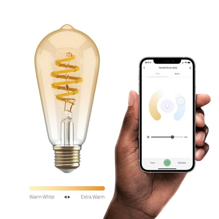 Bild 7, Hombli Smart Lampa Glödtråd E27 ST64-Bärnsten CCT
