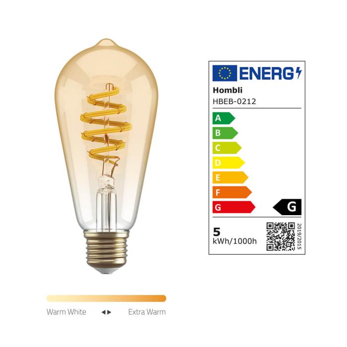 Bild 10, Hombli Smart Lampa Glödtråd E27 ST64-Bärnsten CCT
