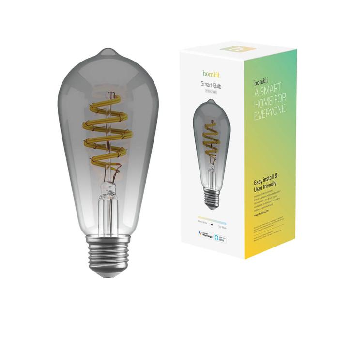 Bild 3, Hombli Smart Lampa Glödtråd E27 ST64-Rök CCT