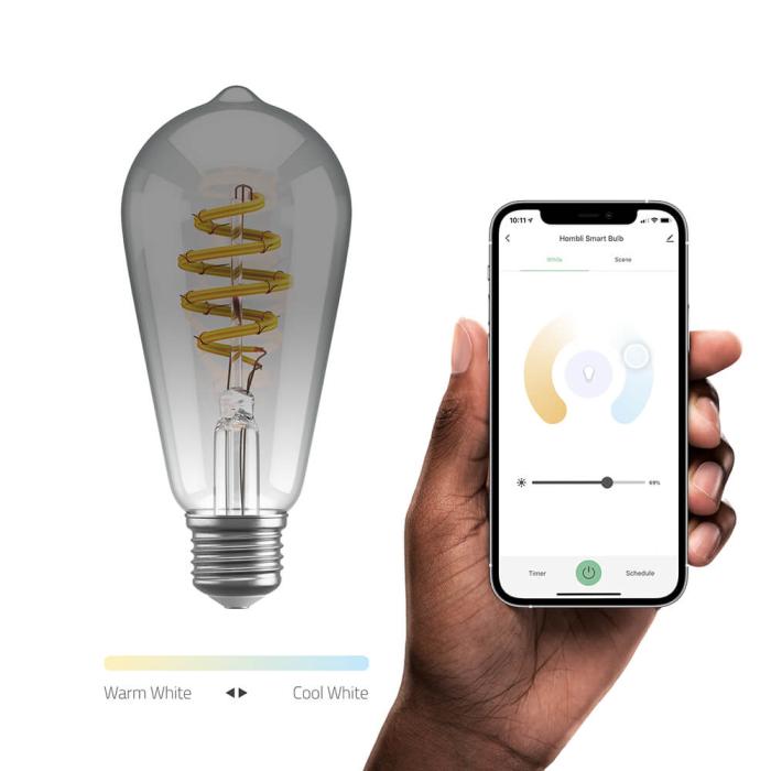 Bild 9, Hombli Smart Lampa Glödtråd E27 ST64-Rök CCT