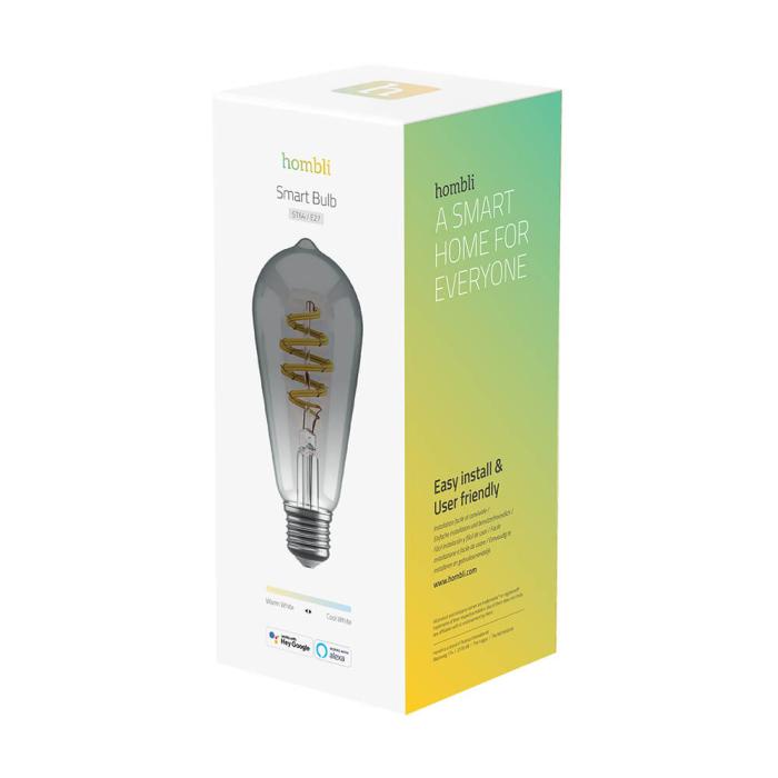 Bild 2, Hombli Smart Lampa Glödtråd E27 ST64-Rök CCT