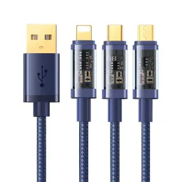 Joyroom 1.2m 3.5A 3in1 USB-C / Lightning / MicroUSB Nylonkabel Blå