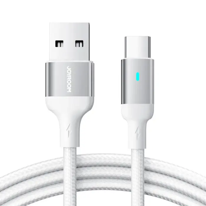 Bild 1, Joyroom 1.2m 3A USB-C Nylon Laddningskabel Vit