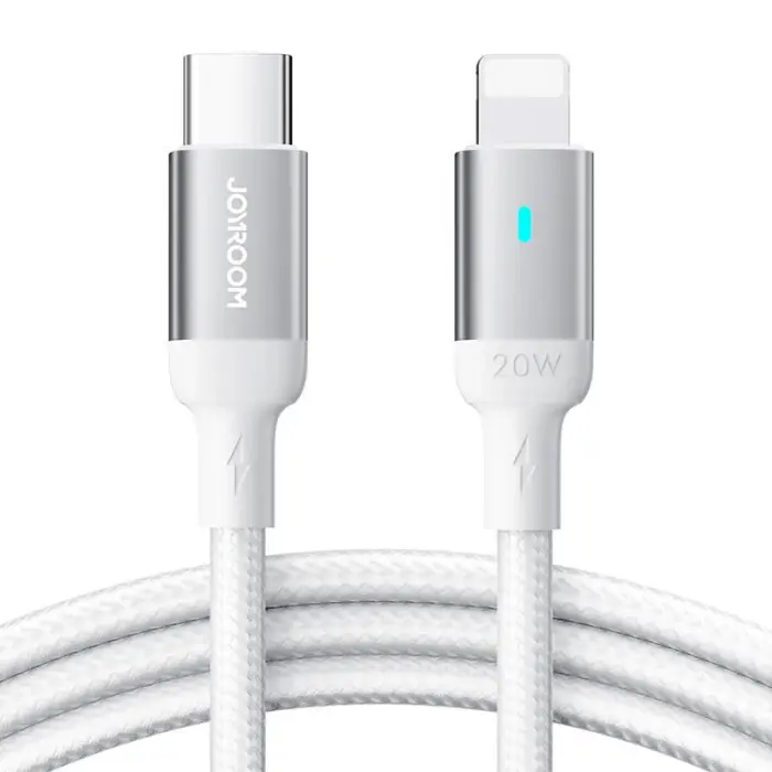Bild 1, Joyroom 2m 20W PD USB-C - Lightning Nylonkabel Vit