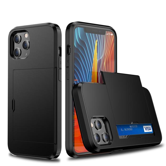 Bild 1, iPhone 12 Mini - Hybrid Skal Med Kortfack - Svart