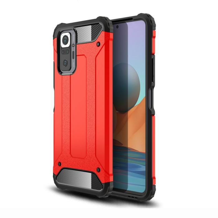 Bild 1, Xiaomi Redmi Note 10 Pro - Shockproof Armor Hybrid Skal - Röd