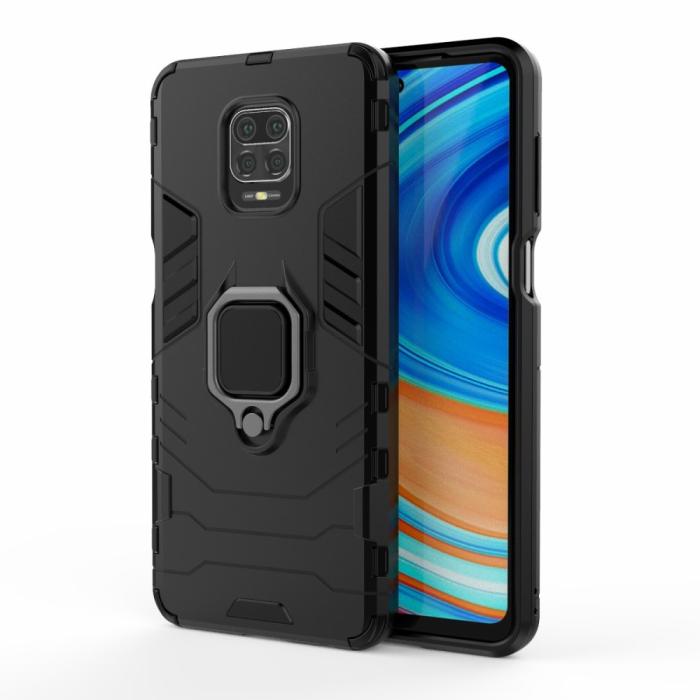 Bild 2, Xiaomi Redmi Note 9 Pro/Note 9S - Hybrid Ring Skal - Svart