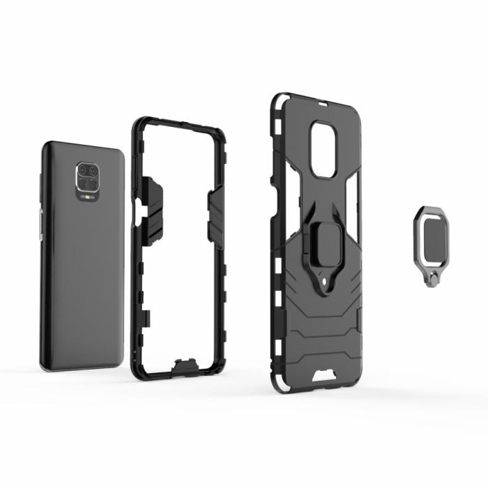 Bild 3, Xiaomi Redmi Note 9 Pro/Note 9S - Hybrid Ring Skal - Svart