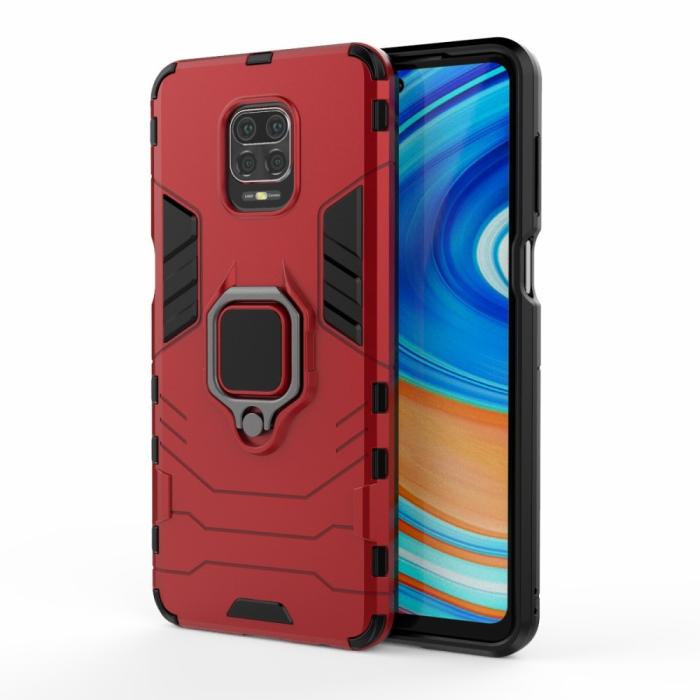 Bild 2, Xiaomi Redmi Note 9 Pro/Note 9S - Hybrid Ring Skal - Röd