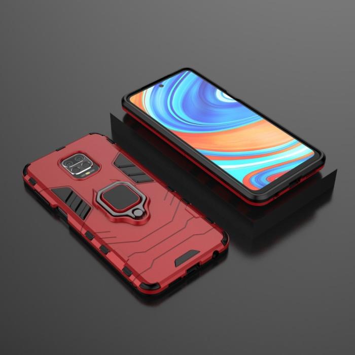 Bild 4, Xiaomi Redmi Note 9 Pro/Note 9S - Hybrid Ring Skal - Röd