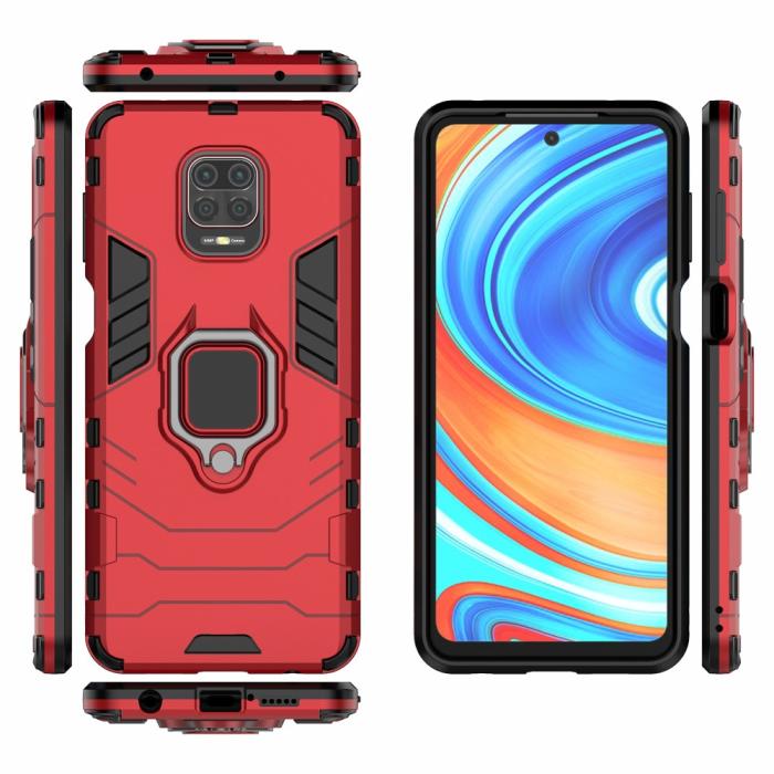 Bild 5, Xiaomi Redmi Note 9 Pro/Note 9S - Hybrid Ring Skal - Röd