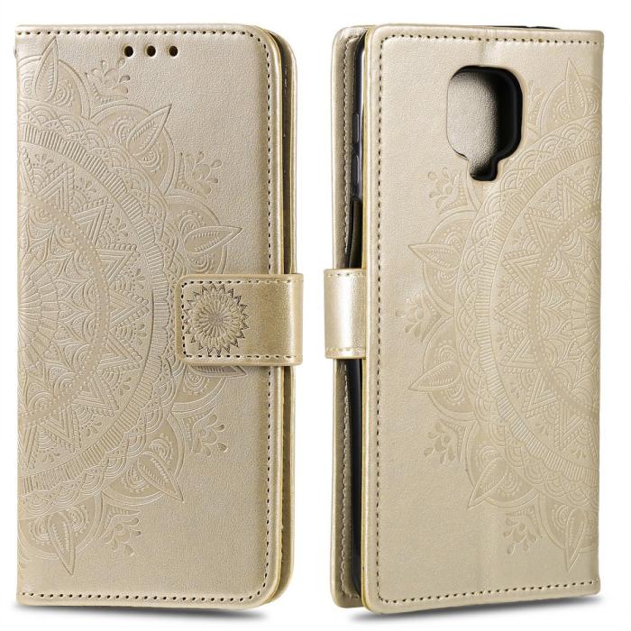 Bild 1, Xiaomi Redmi Note 9 Pro/Note 9S - Mandala Plånboksfodral - Guld