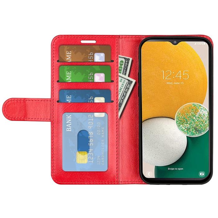 Bild 2, Samsung Galaxy A14 4G/5G Fodral Crazy Horse Läder Röd