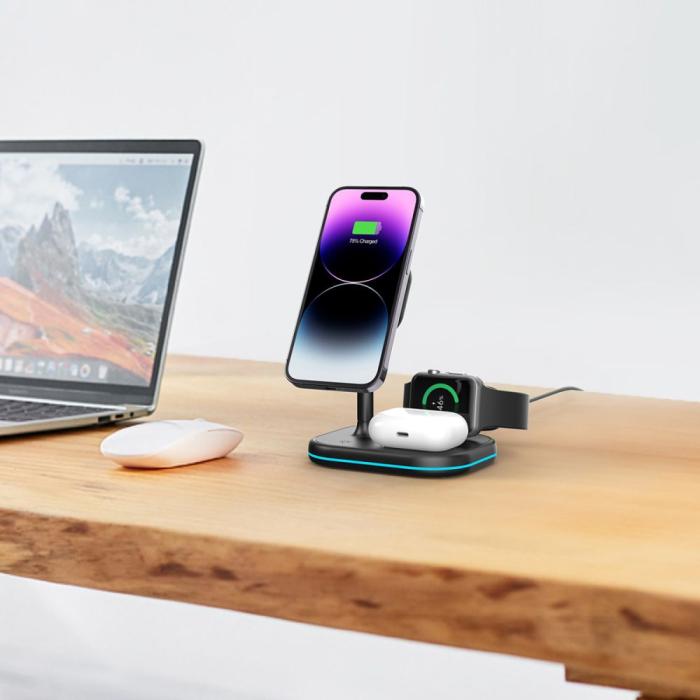 Bild 6, Tech-Protect 15W 3in1 Magnetisk MagSafe Laddare Svart