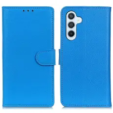 Galaxy S25 Plus / S24 Plus Fodral Litchi Läder Blå