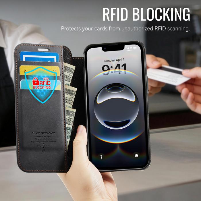 Bild 4, CASEME iPhone 16e/17e Skal RFID Plånbok Svart