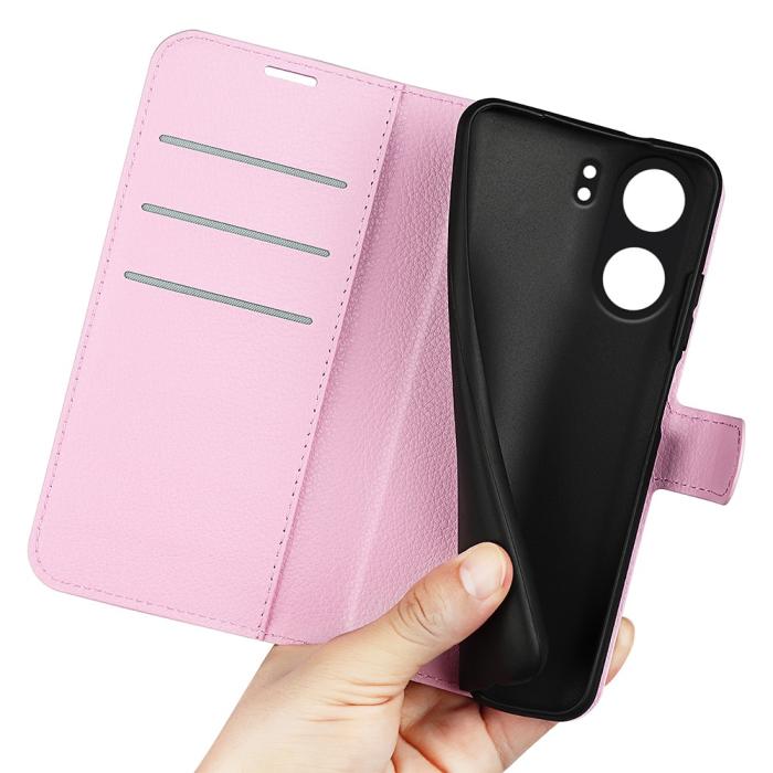 Bild 4, Xiaomi Redmi 13C 4G Fodral Litchi Läder Ljus Rosa