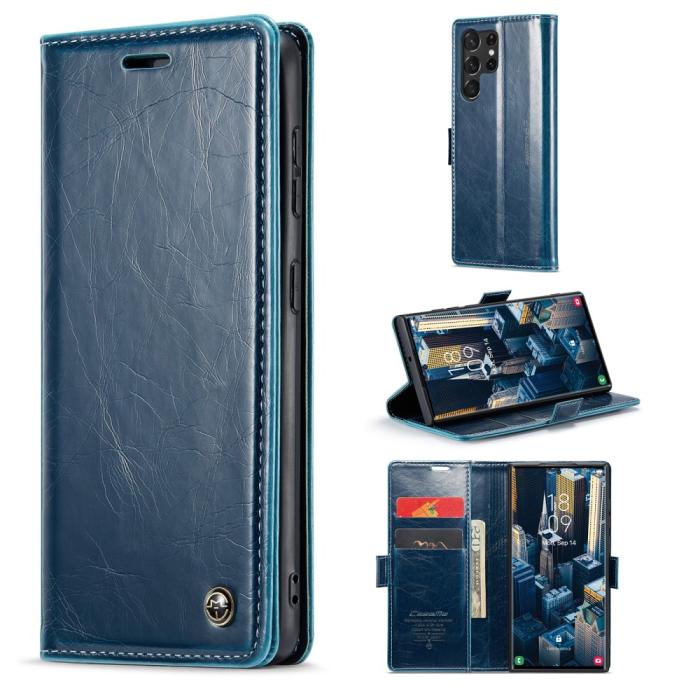 Bild 1, CASEME Samsung Galaxy S23 Ultra Fodral Wax Textur Blå