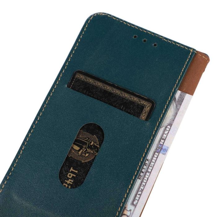 Bild 4, KHAZNEH iPhone 15 Fodral RFID Flip Äkta Läder Grön