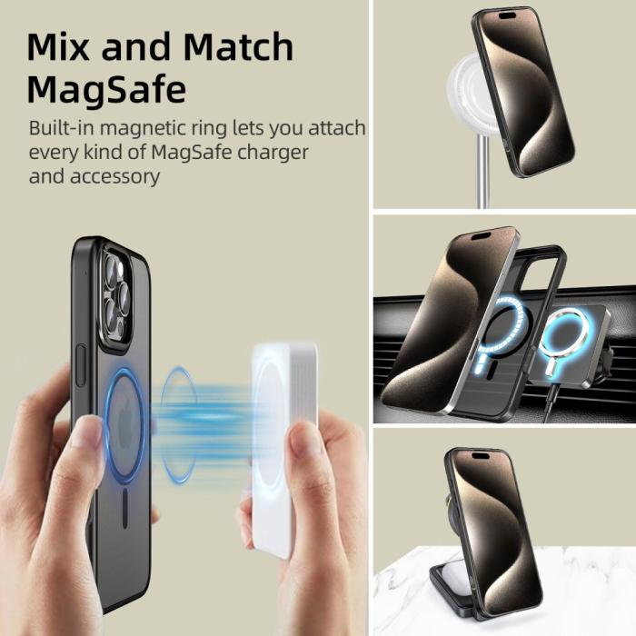 Bild 4, Tech-Protect iPhone 16 Pro Max Skal MagSafe MagEdge Matt Svart/Gunmetal