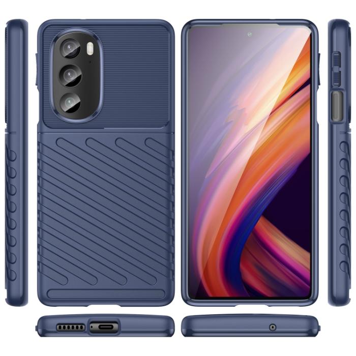 Bild 2, Motorola Edge 30 Pro Skal Twill Textur Blå