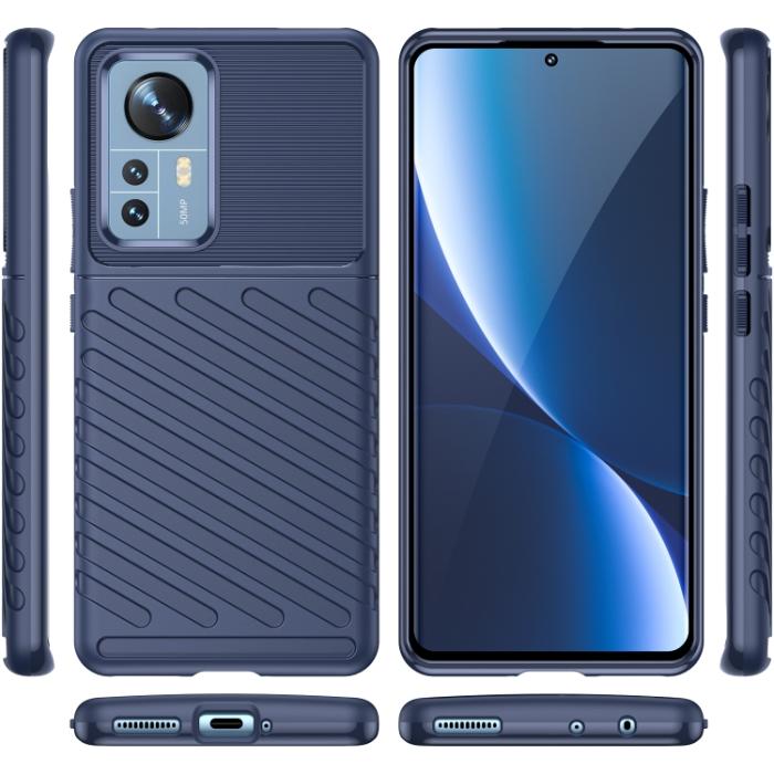 Bild 2, Xiaomi 12 Pro Skal Twill Textur Blå