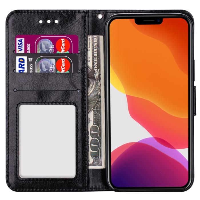 Bild 6, iPhone 13 Pro Max Fodral Crazy Horse Läder Svart
