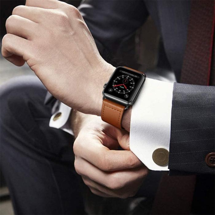 Bild 4, Tech-Protect Äkta Läder Armband Apple Watch 42/44/45/49 mm Brun