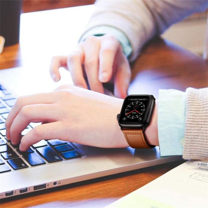 Bild 5, Tech-Protect Äkta Läder Armband Apple Watch 42/44/45/49 mm Brun