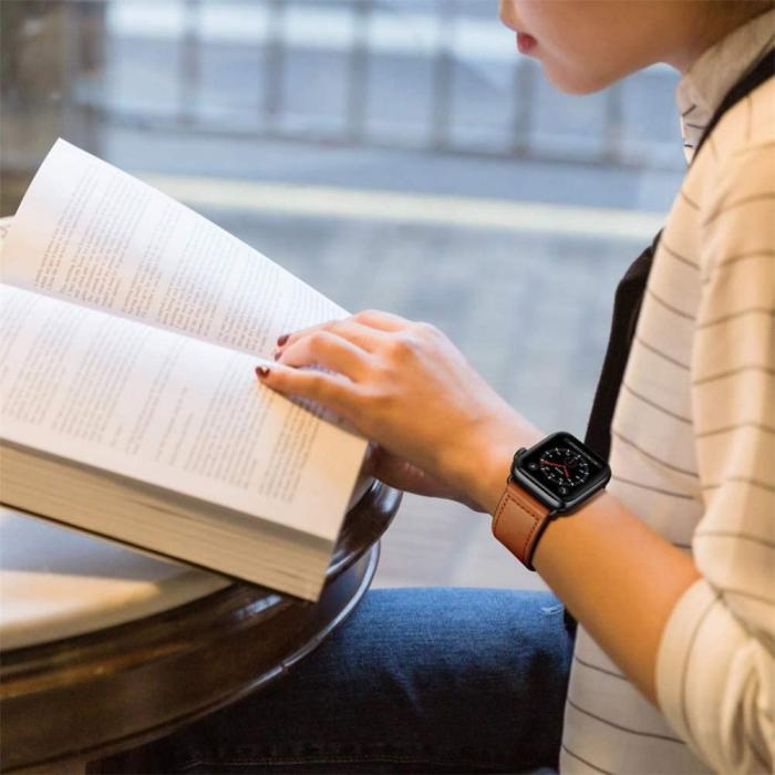 Bild 6, Tech-Protect Äkta Läder Armband Apple Watch 42/44/45/49 mm Brun